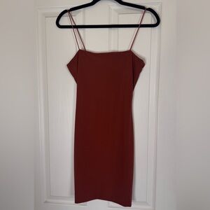 Elegant Auburn Spaghetti Strap Dress